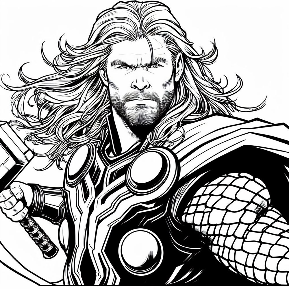 Coloriage Avengers Thor Dessin Garcon à imprimer